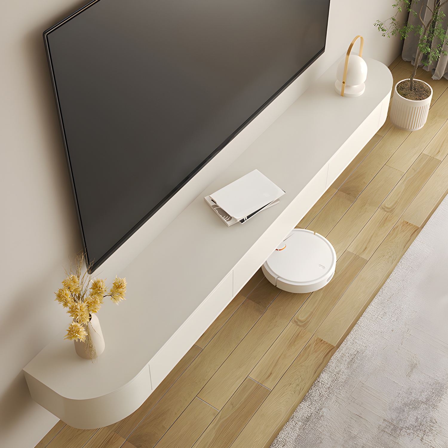Enclosed Storage Media Console TV Stand Modern TV Stand Console with Drawers - image 3