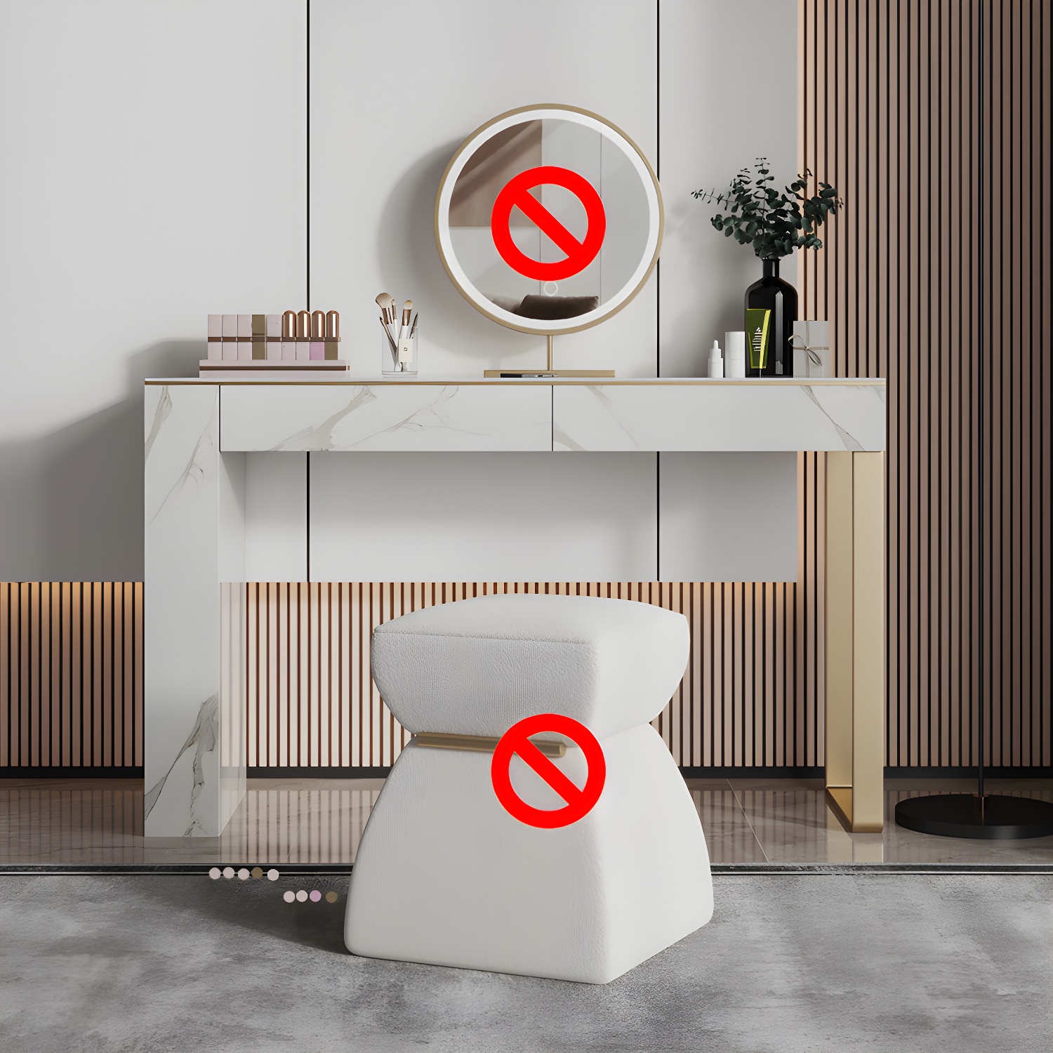 Two Piece Luxurious Vanity Set Stainless Steel and Stone Dresser - image 6