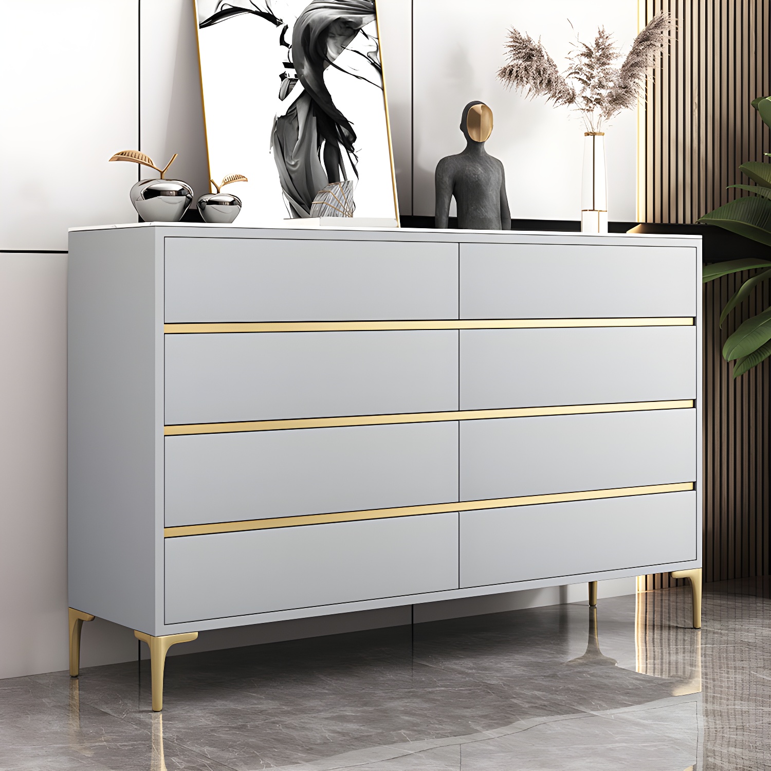 Glam Vertical Stone Storage Chest Bedroom Chest with 8 Drawers - image 17