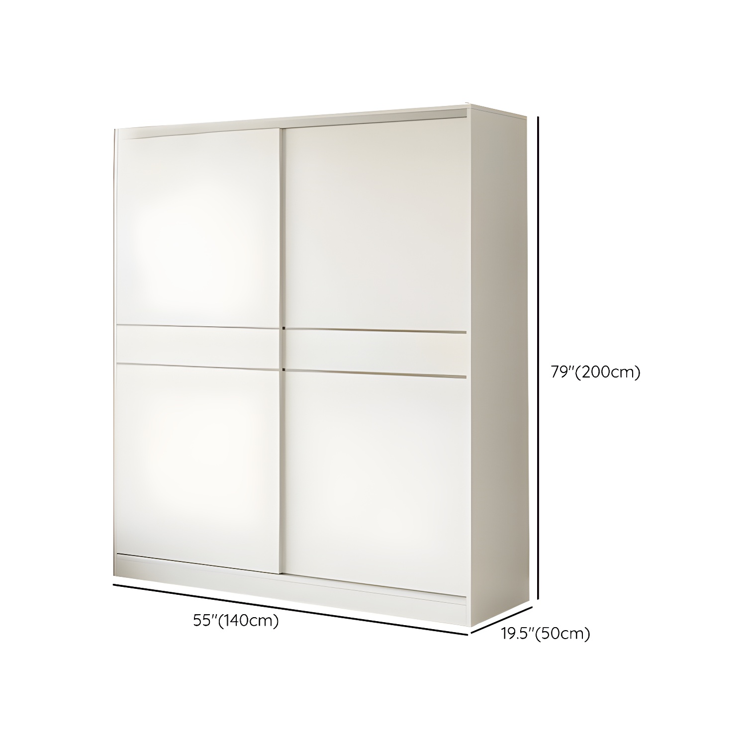Modern White Wood Wardrobe Armoire with Sliding Doors, Shelves, and Soft Close Drawers - image 15