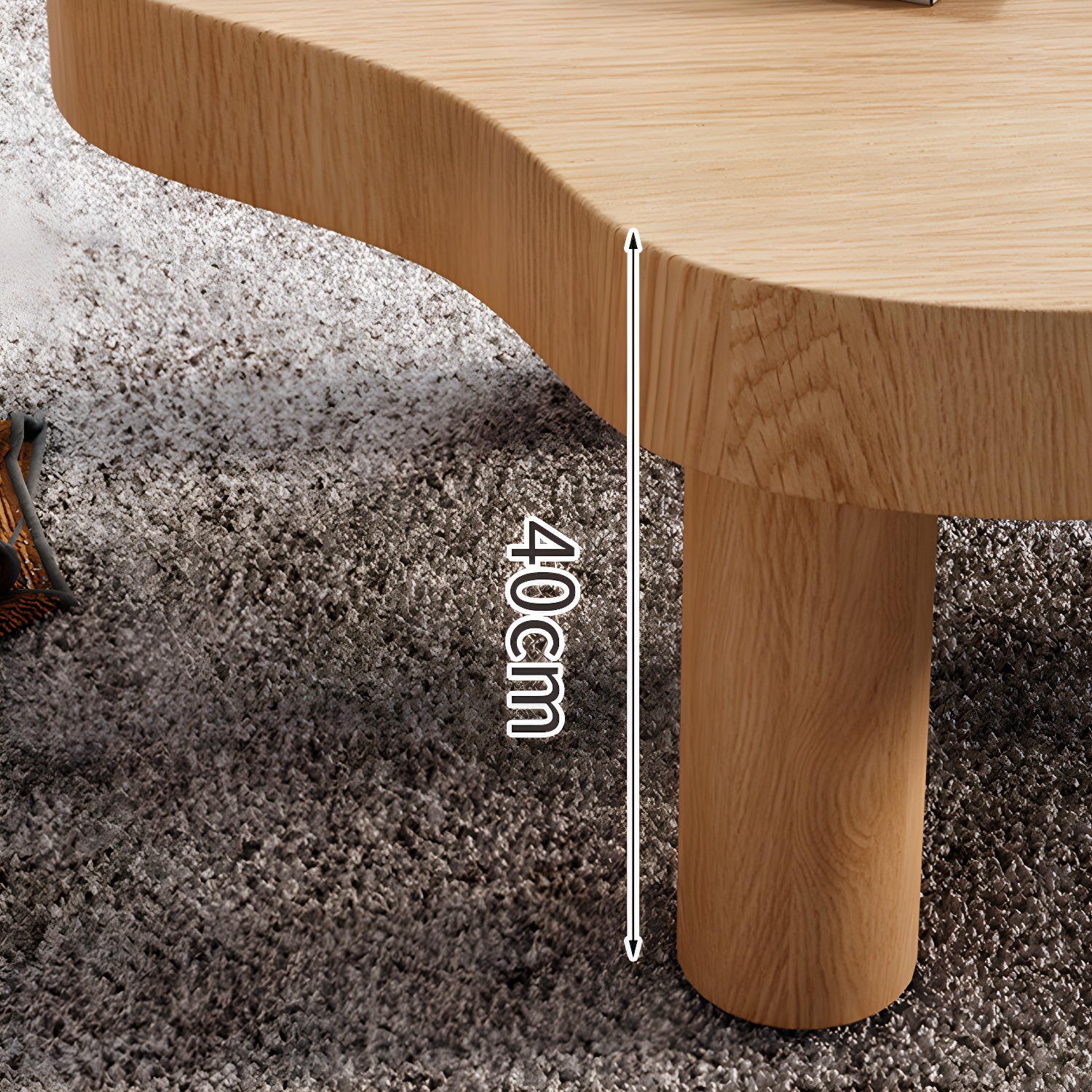 Contemporary 3 Legs Coffee Table Wood Cloud Shaped Cocktail Table - image 9