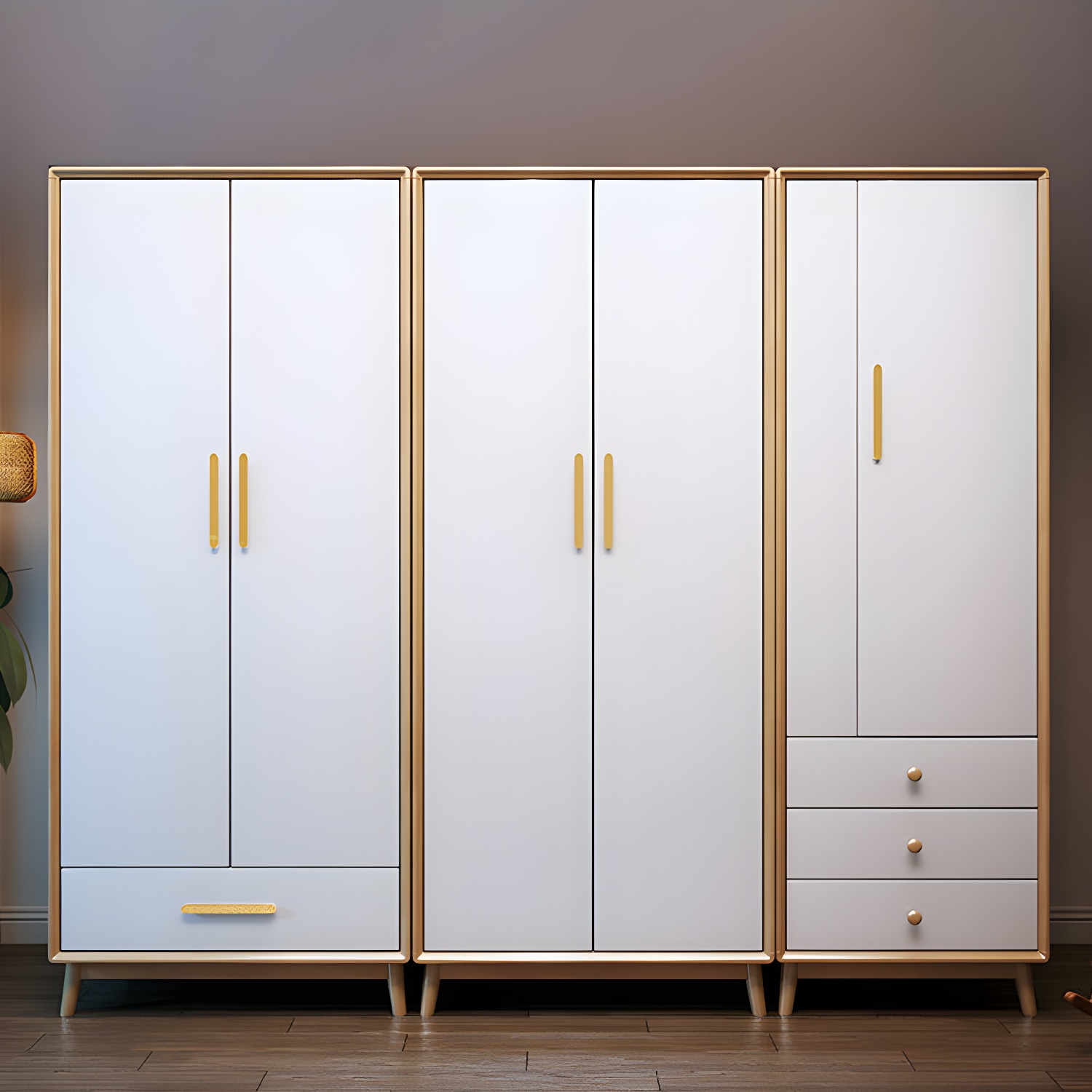 Scandinavian Natural Wood Wardrobe with Clothing Rod and Shelves for Bedroom - image 6