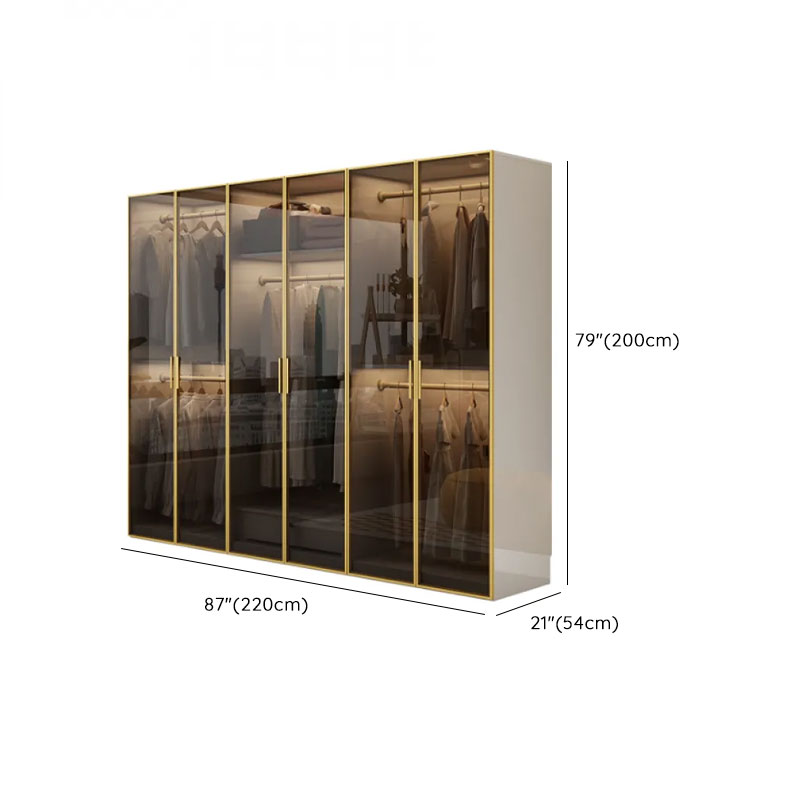 White Trendy Reclaimed Wood Almirah with Soft Close Drawer, Interior Shelves, and Hanging Rod - image 16