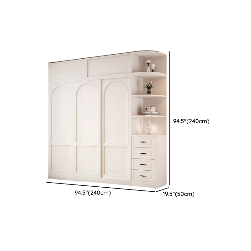Contemporary White Engineered Wood Cabinet Armoire with Multiple Drawers, Interior Shelves, and Hanging Rod - image 32