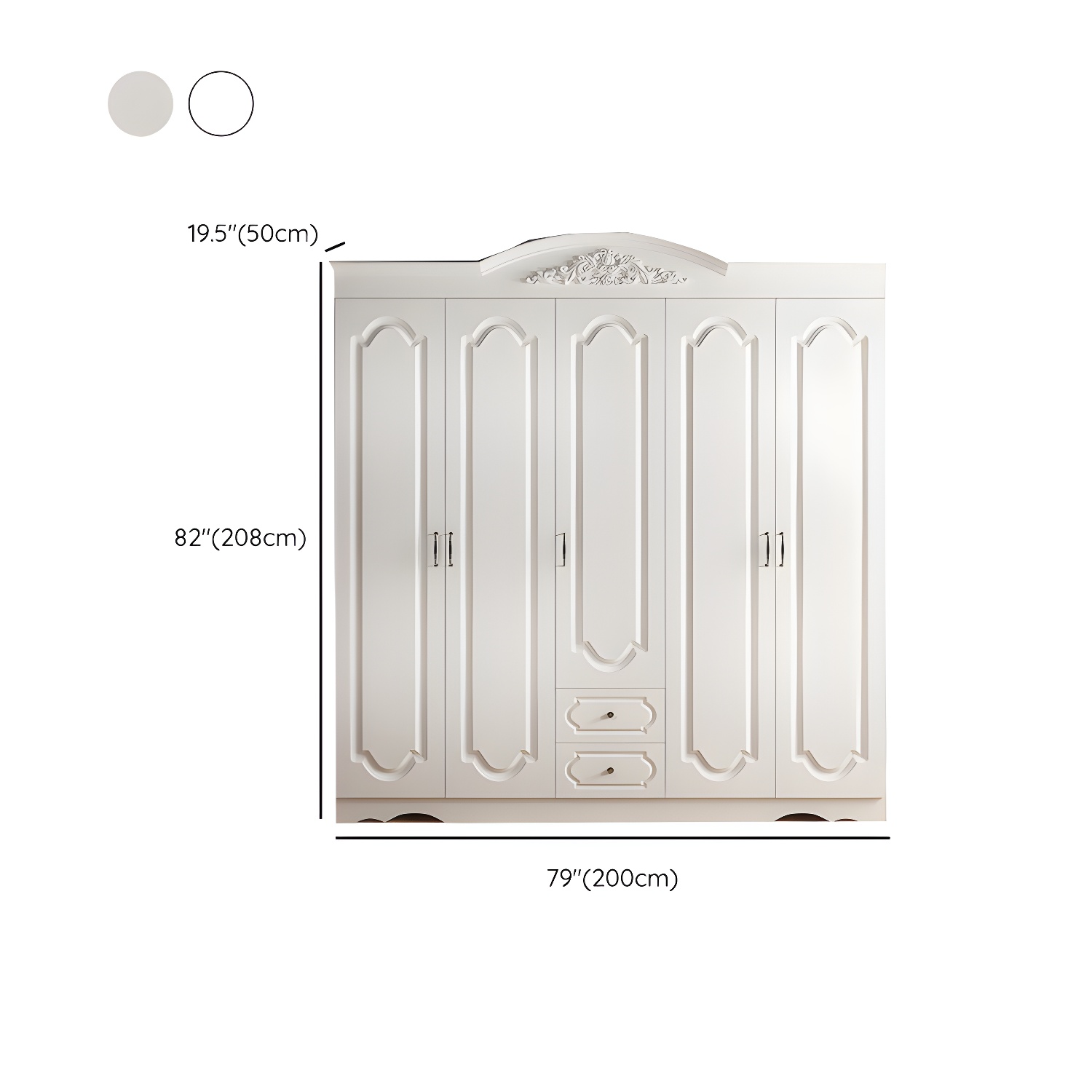 Engineered Wood Armoire Glam White Wardrobe Cabinet with 2 Drawers - image 12