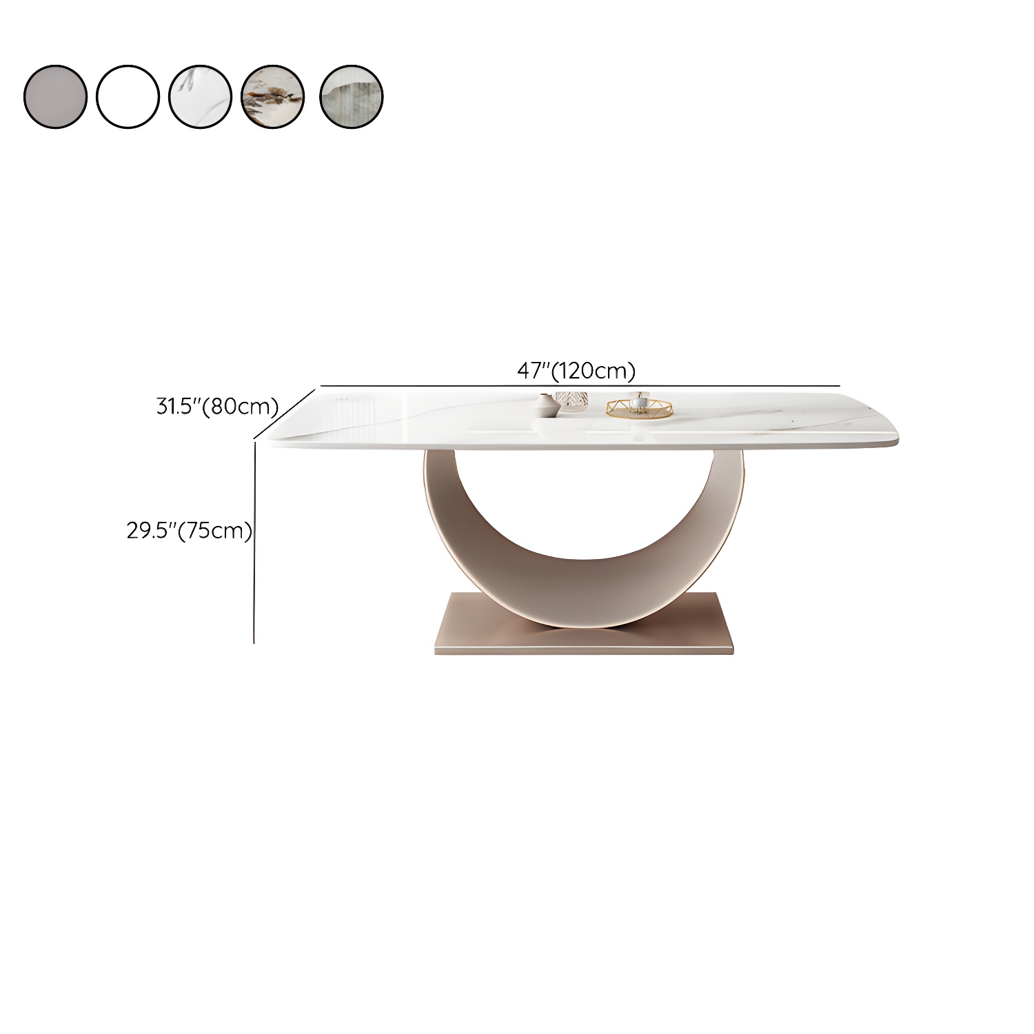 Contemporary Stone Top Dining Table with Metal Pedestal Base - image 11
