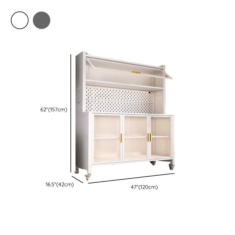 Narrow Steel Countertop Sideboard with Wheels, Cupboard, Changeable Shelf, and 3/4 Doors - image 13