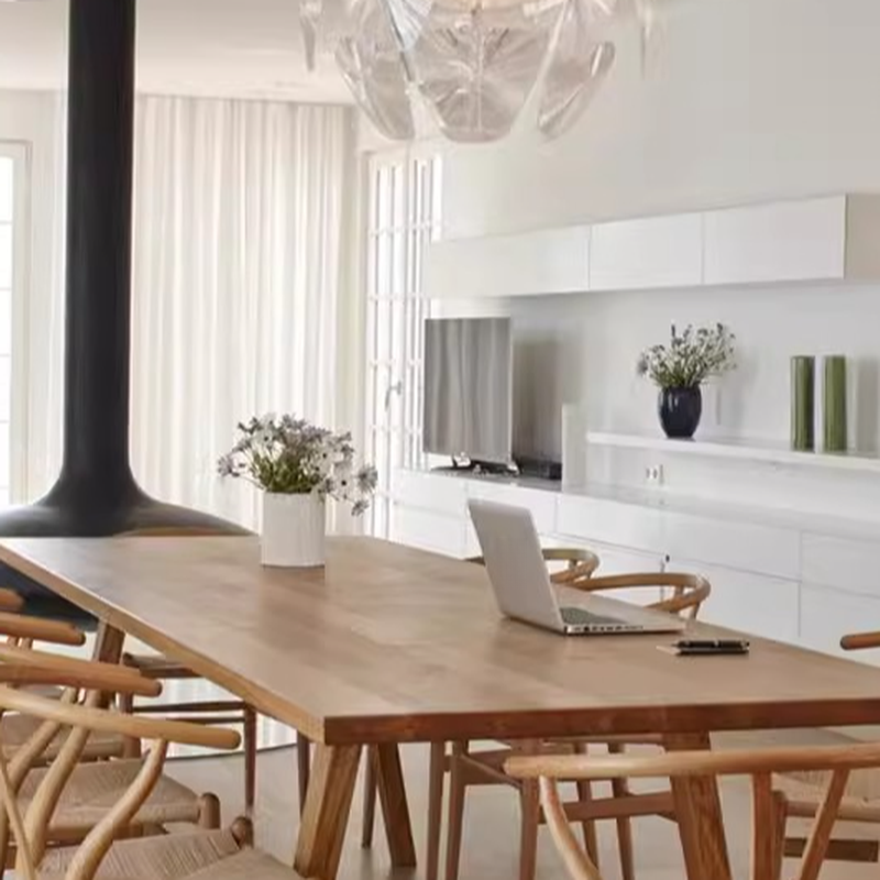 Nordic Style Solid Wood Dining Table Set in Unfinished Color - image 7