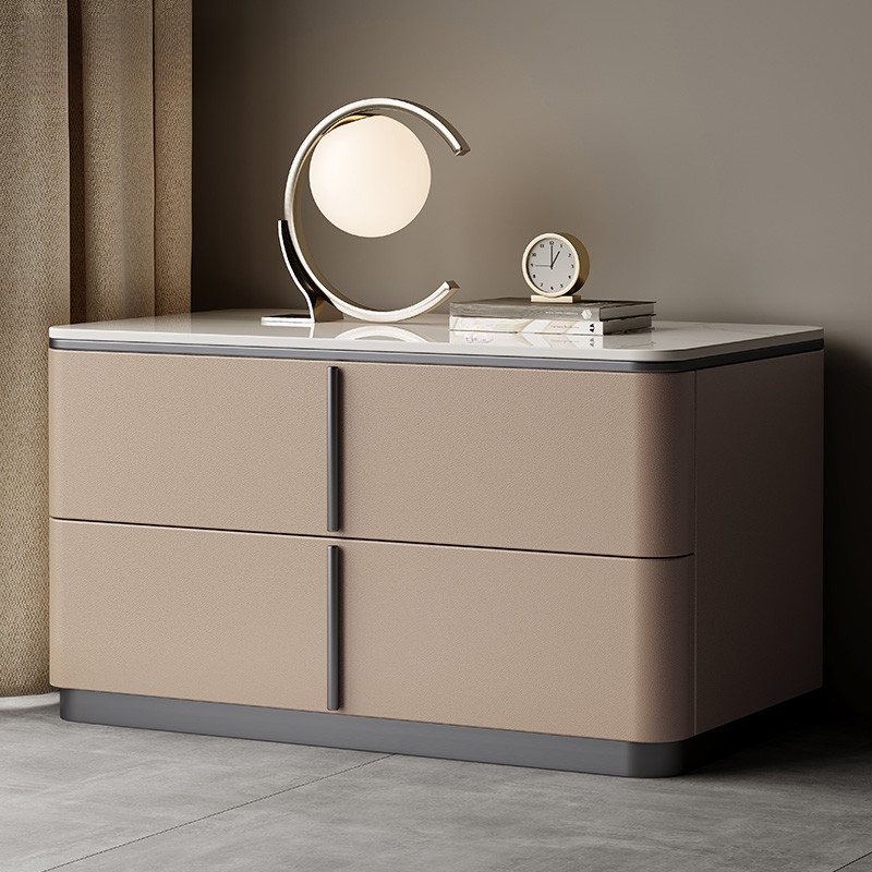 Modish Drawer Storage Bedside Table with 2 Drawers and Sintered Stone Countertop - image 8