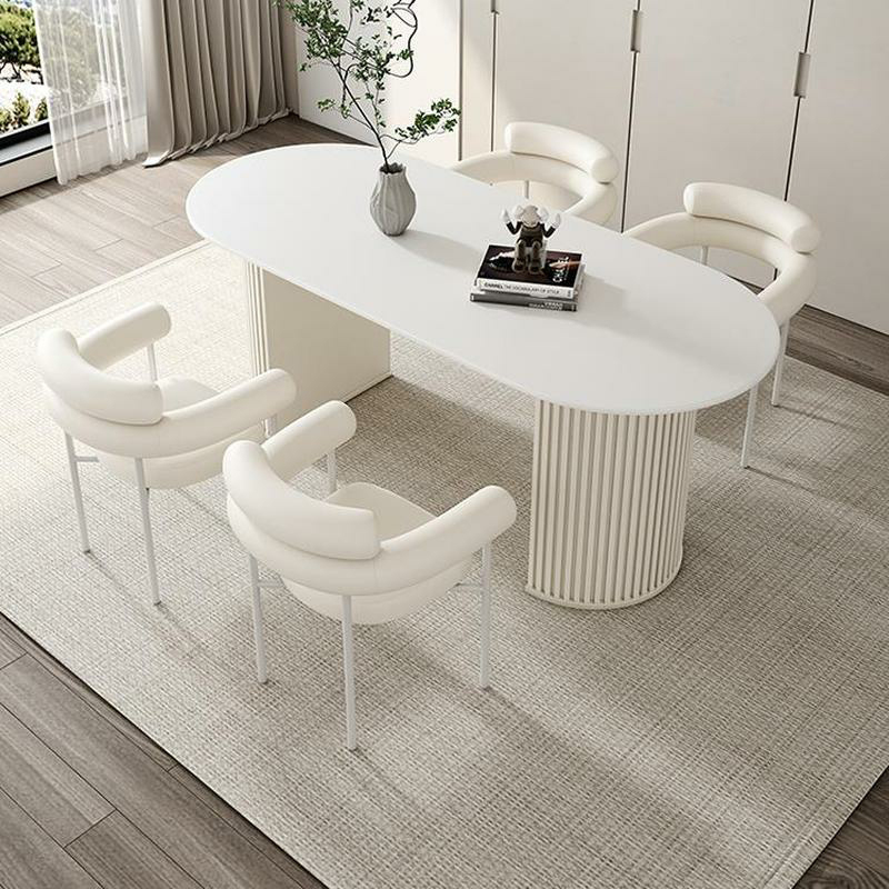 Contemporary Stone Top Oval Dining Table with Metal Legs for Dining Room - image 9