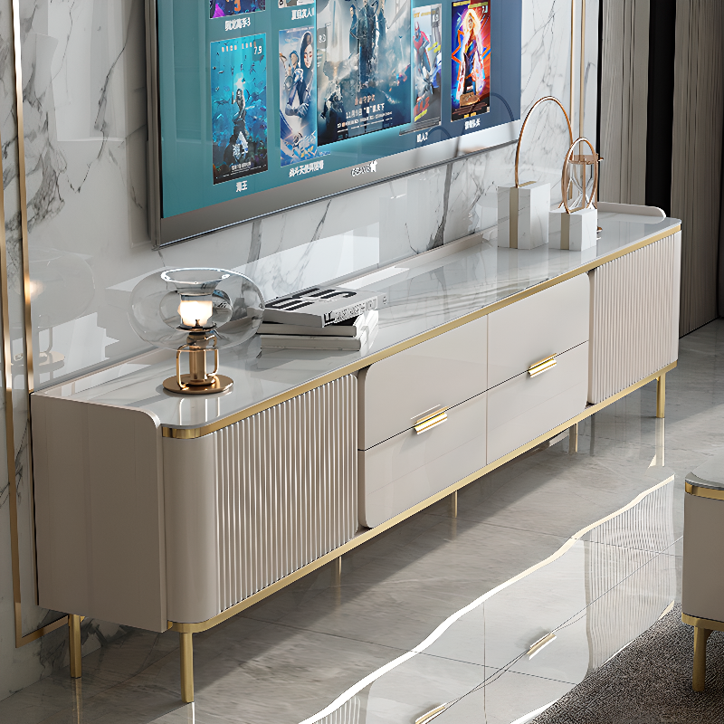 Sintered Stone Rectangular TV Stand for Sitting Room with 4-Drawer/2-Drawer, 2 Cabinets, and Cable Management - image 9