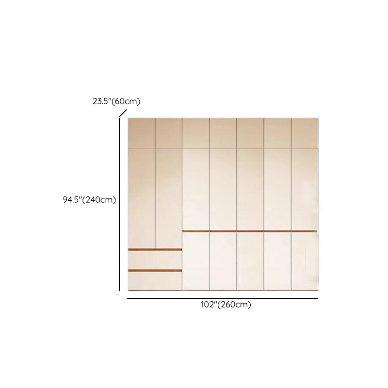White Minimalist Manufactured Wood Wardrobe Closet with 2 Drawers, Soft Close Door, Interior Shelves, and Clothing Rod - image 24