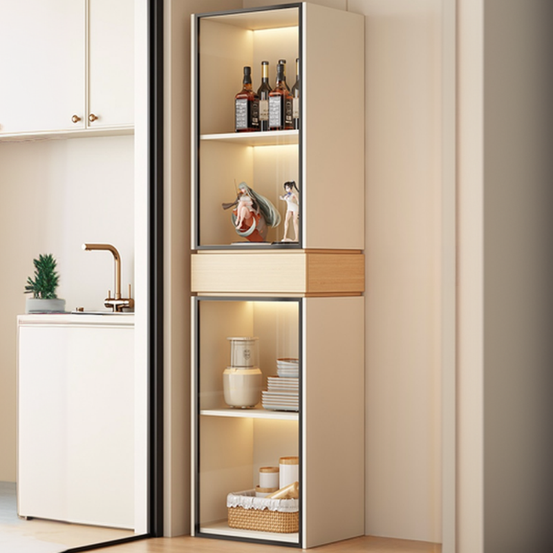 Rectangular Detached Accent Cabinet with Damp-proof, Scratch-immune Glazed Door in Chalk/Sepia and Soft Close Drawer