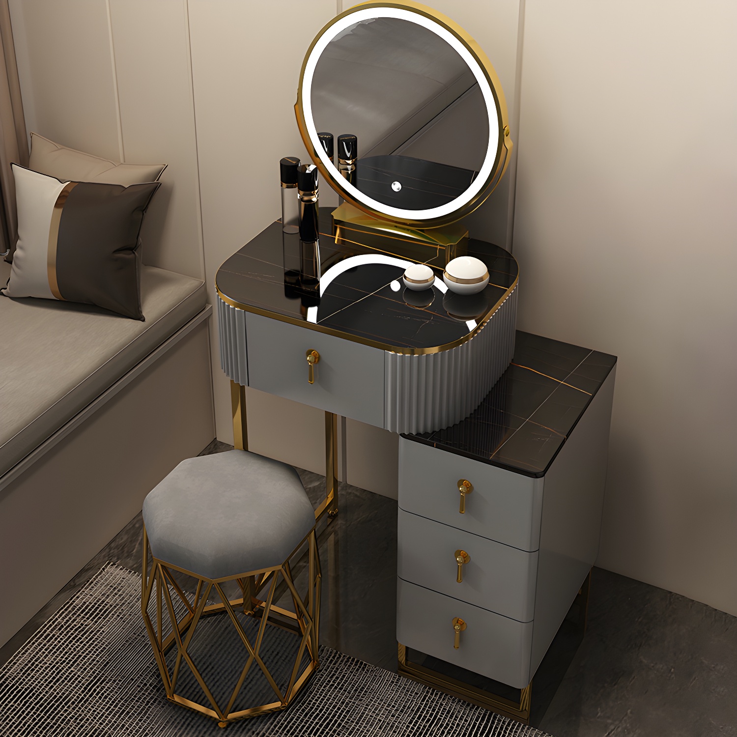 Contemporary Makeup Vanity Desk Table 29.9" H Bedroom Makeup Counter - image 17