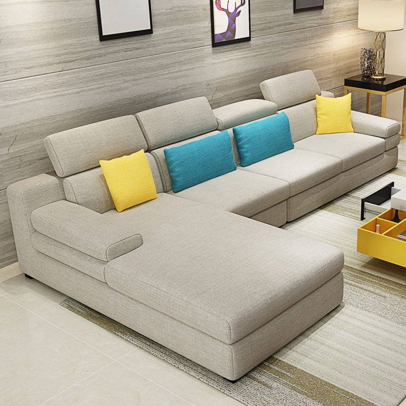 L-Shape Sofa Chaise with Left Hand Facing Orientation, Standard Foam Seat, Adjustable Headrest, and Concealed Support