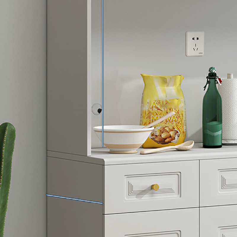 White Modern Wood Sideboard with Drawer and Cabinet with Adjustable Shelves - image 8