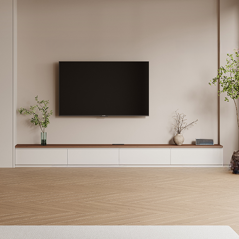 Chalk Deco Wood TV Stand with Shelf, 3 Drawers/2-Drawer, Closet, and Cable Management