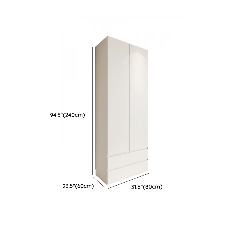 White Minimalist Manufactured Wood Independent Wardrobe Closet with Soft Close Drawer, Soft Close Door, and Interior Shelves - image 21