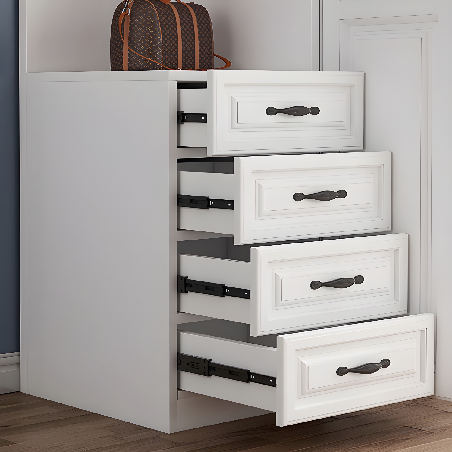 White Colour Wardrobe French Country Wooden Wardrobe Closet for Bedroom - image 8