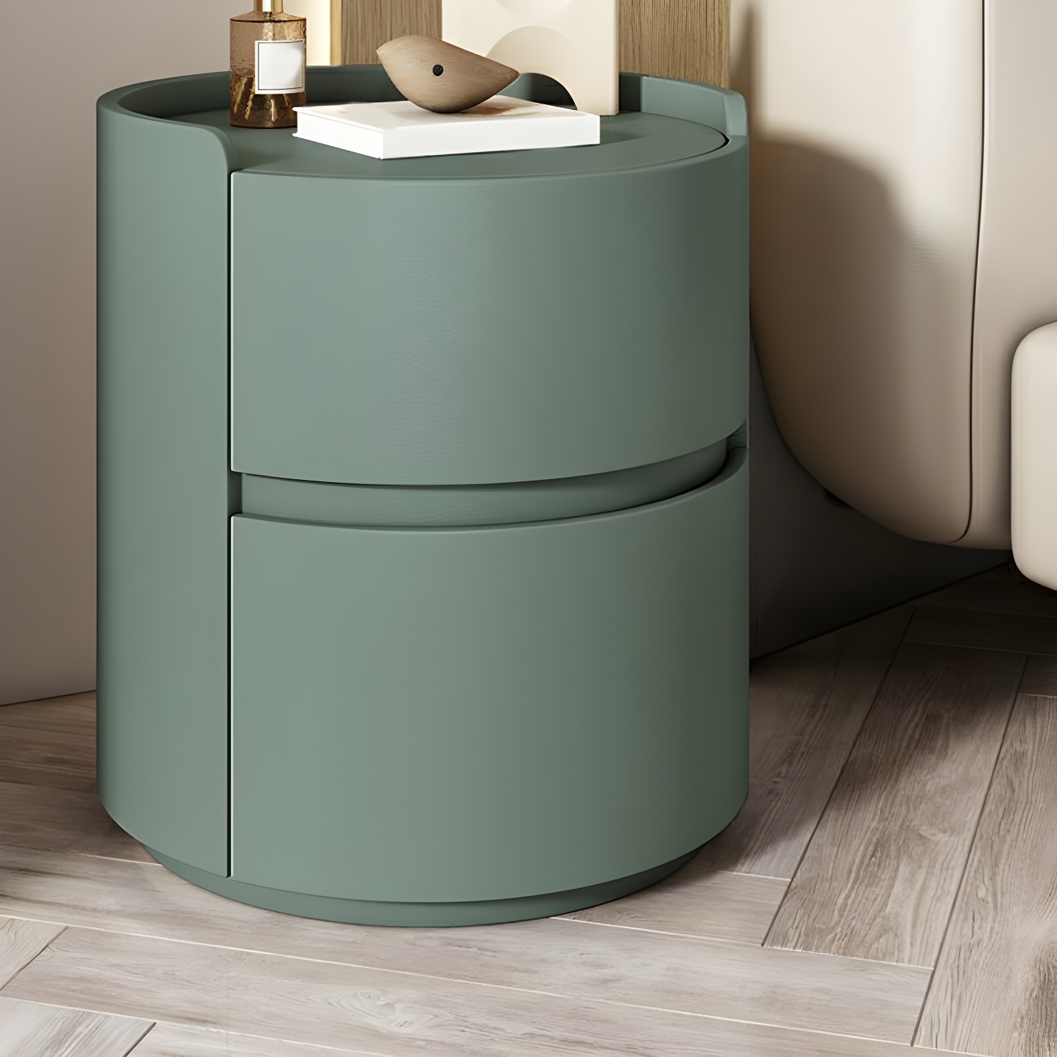 Small Under 21'' Manufactured Wood No-Light Modern Drawer Storage Nightstand in Natural Finish