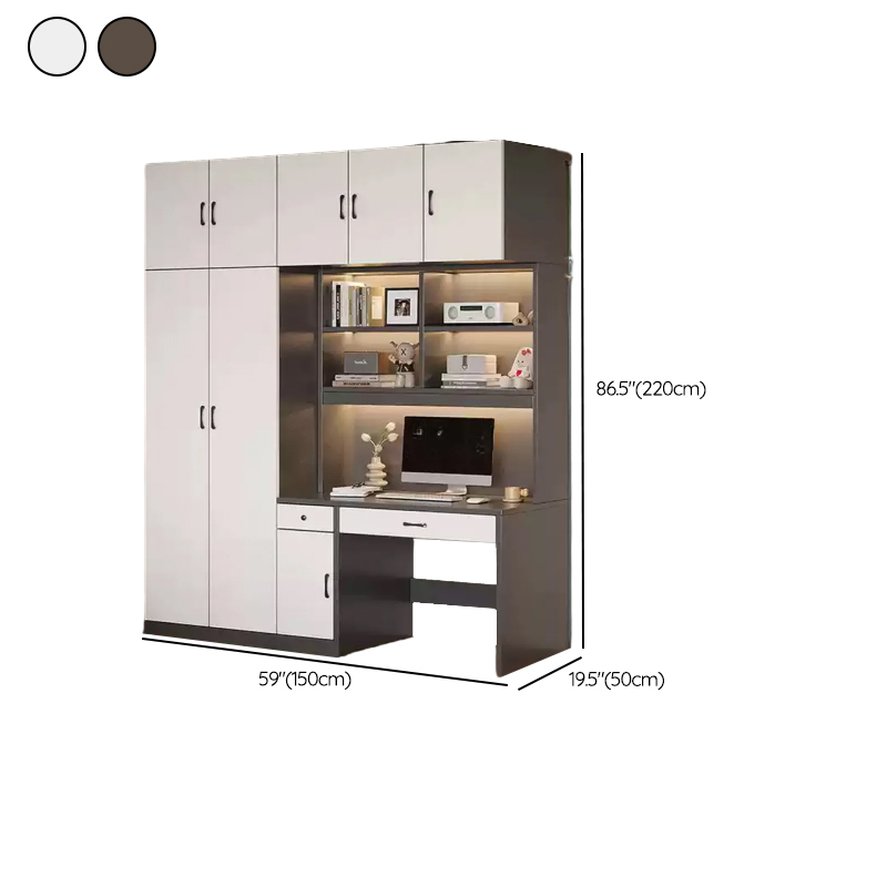 Art Deco Composite Wood Wardrobe Armoire with Flexible Shelf, Soft Close Drawer and Door, Clothing Rod Included - image 15