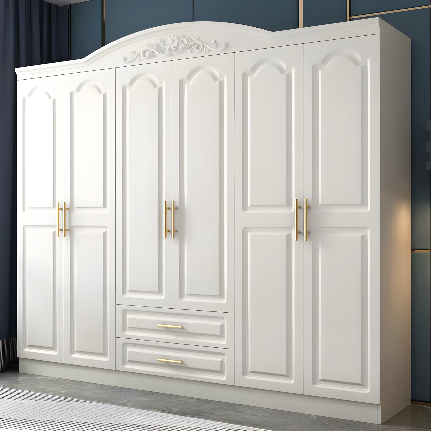 French Country Wardrobe White Wooden Wardrobe Closet for Bedroom