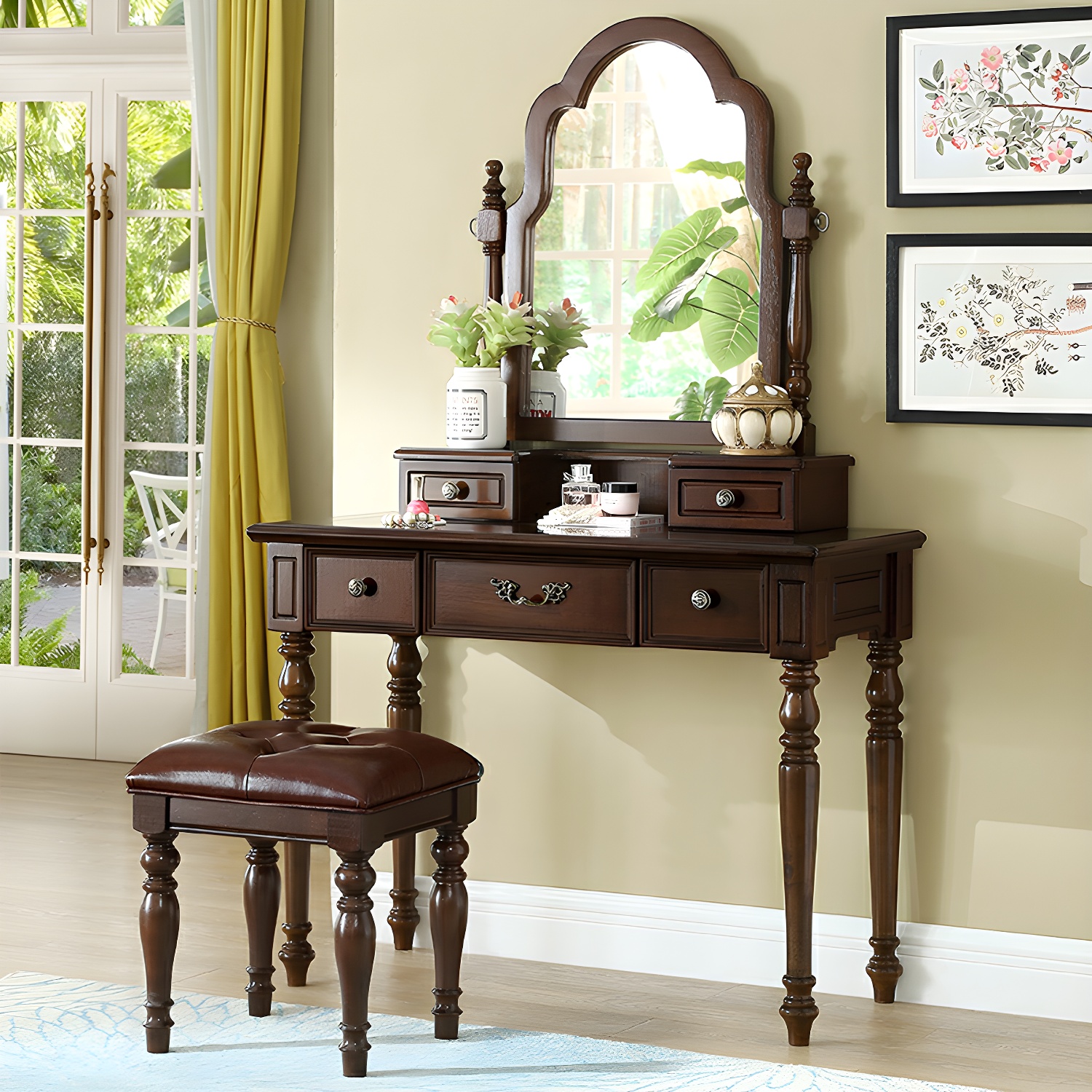 Old School Auburn Sleeping Quarters Rubberwood Push-Pull Tabletop Storage - image 4
