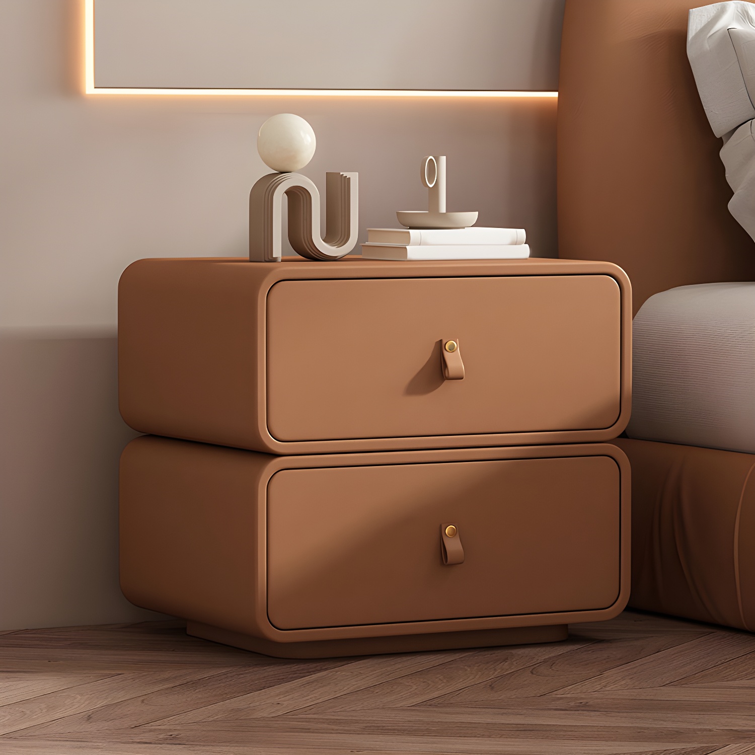 Modernism Bedside Desk Shape in Rectangular with Two-drawer for Bedroom - image 10