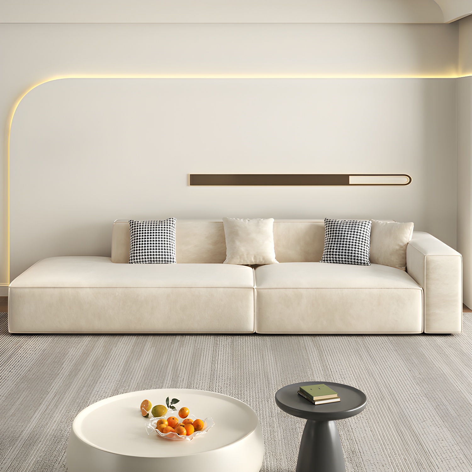 Elegant Sectional with Synthetic Upholstery in Moderate-Gray Tone and Built-in Charging Ports - image 3