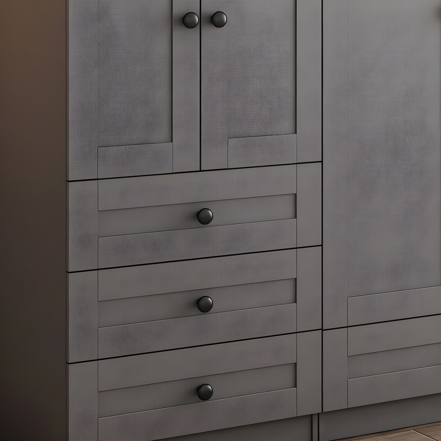 Contemporary Grey Wardrobe Armoire Engineered Wood Wardrobe Closet - image 12