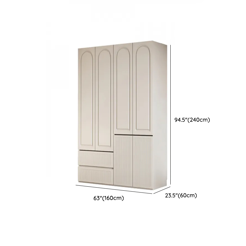 White Minimalist Manufactured Wood Independent Wardrobe Closet with Soft Close Drawer, Soft Close Door, and Interior Shelves - image 17