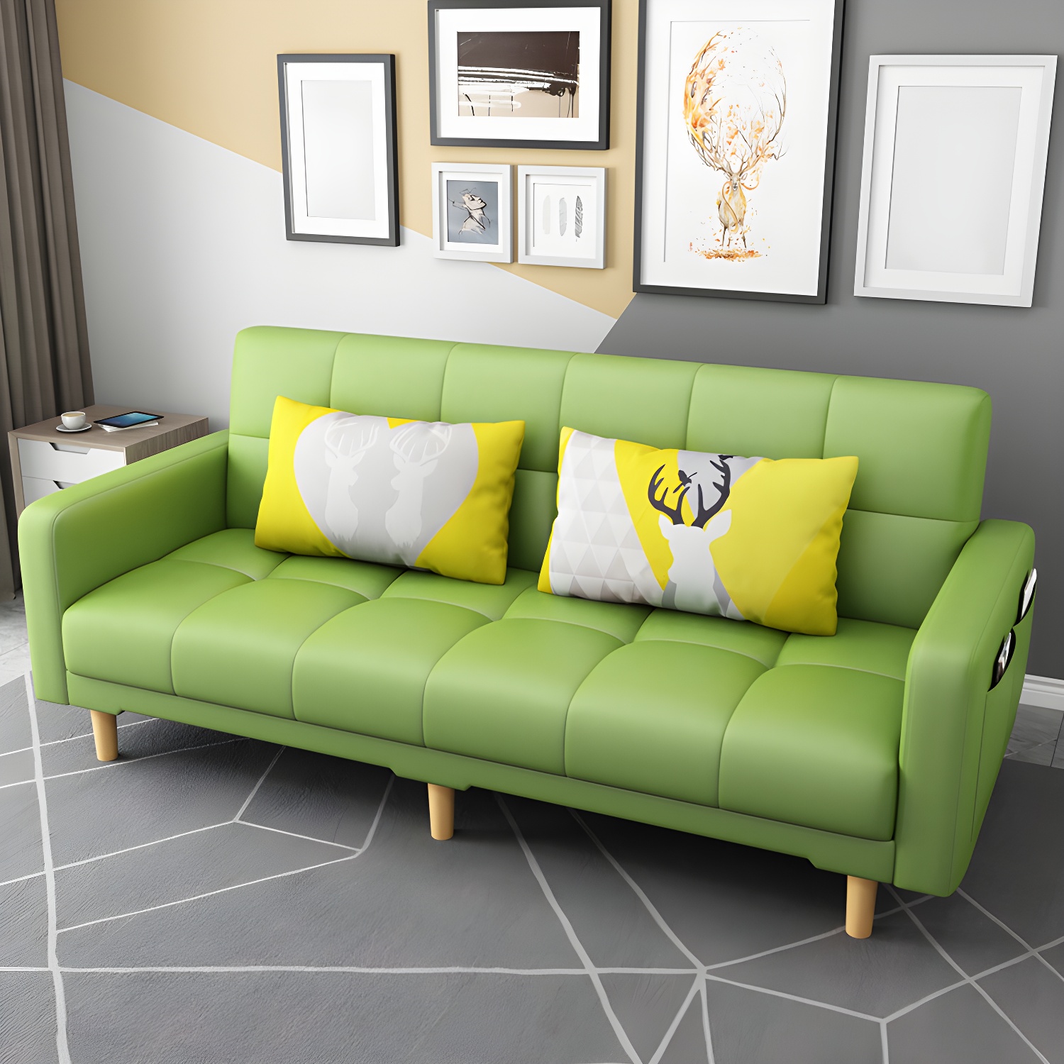 Square Arm Modern Storage Sofa with Biscuit Back Convertible Sofa for Living Room - image 13