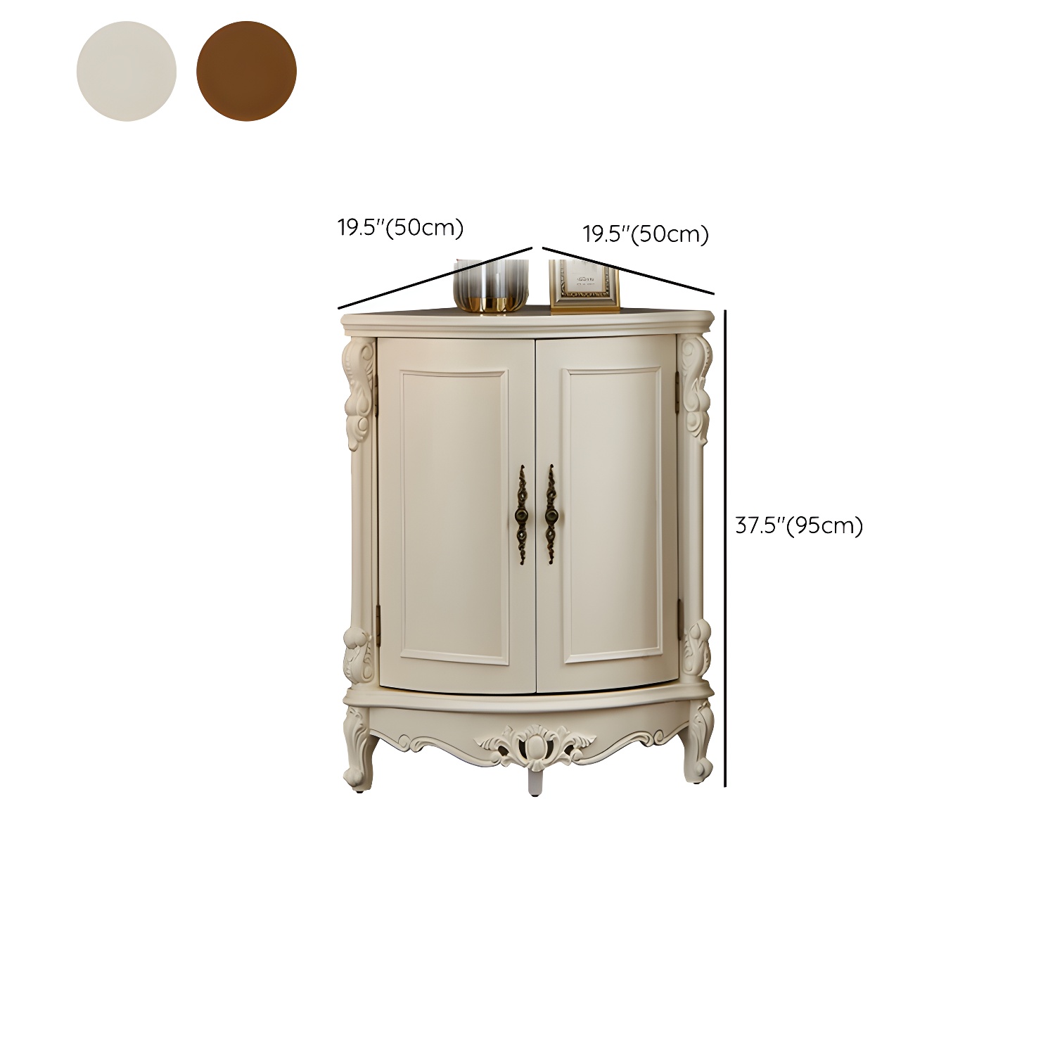 Corner Mid-Century Modern Accent Cabinet with Wood Counter Top and 3 Shelves - image 12