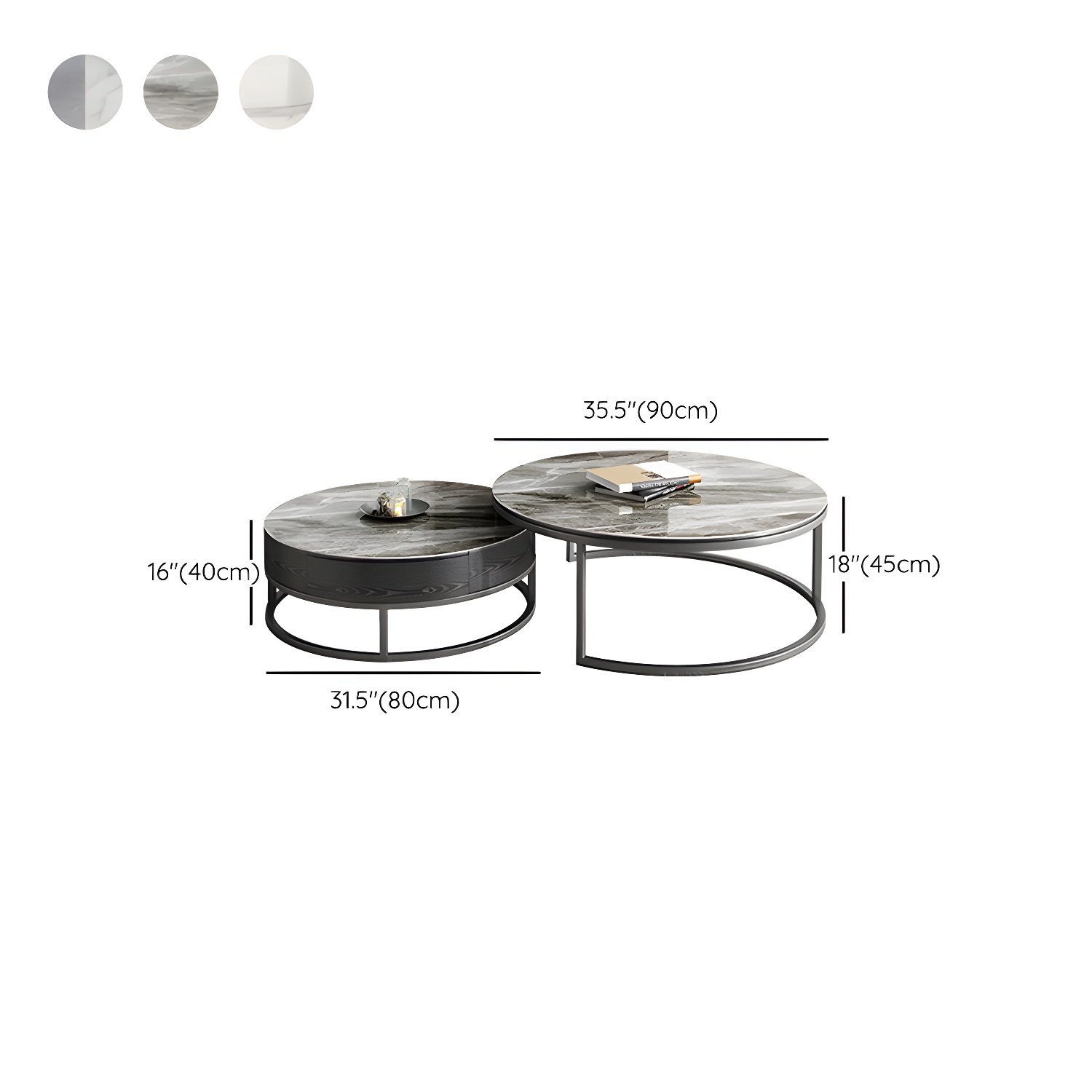 Slate Coffee Table Slate Nesting Coffee Table Set with Storage Drawer - image 19