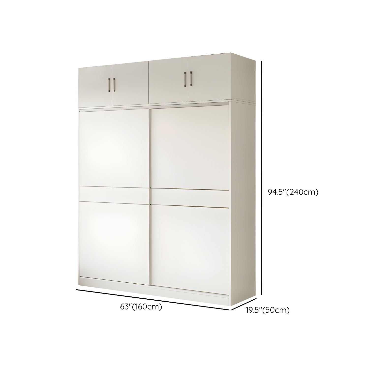 Modern White Wood Wardrobe Armoire with Sliding Doors, Shelves, and Soft Close Drawers - image 22
