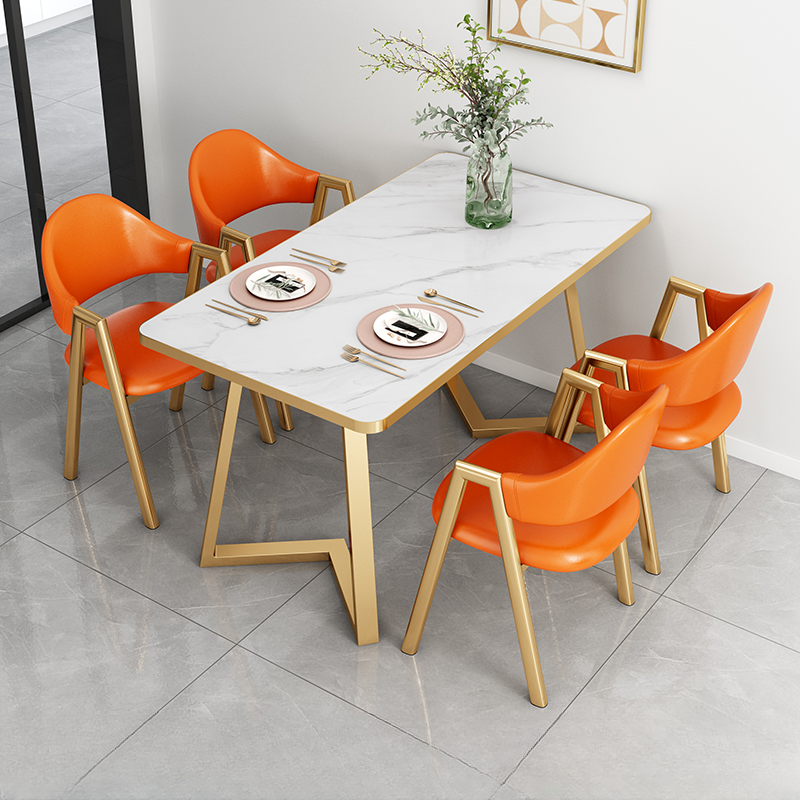 Glamorous Stone Top Sleigh Base Dining Table Set - image 13