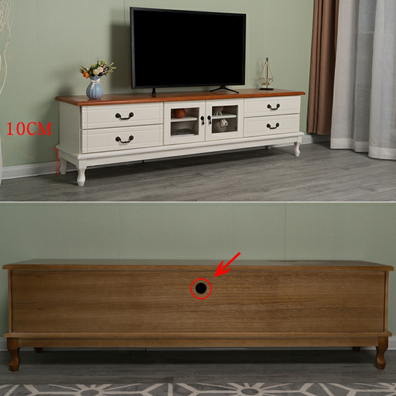 2 Tiers & 2-Door Rectangle Matte Solid Wood+Manufactured Wood Adjustable Shelf TV Stand for Living Room - image 11