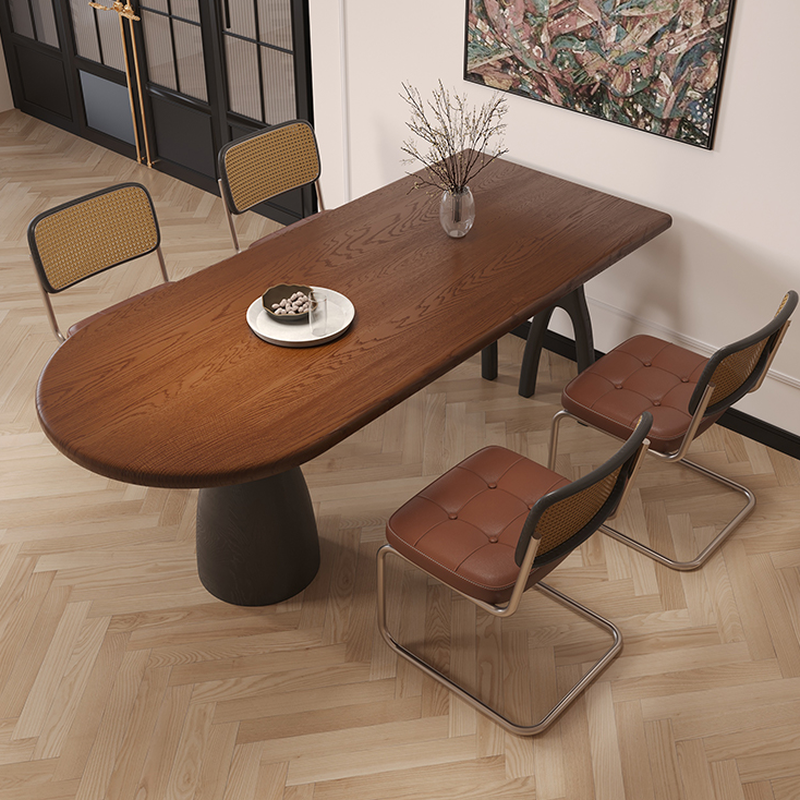 Dining Table Set with Asymmetrical Shape, Wood Slab Top, and Three Legs - image 3
