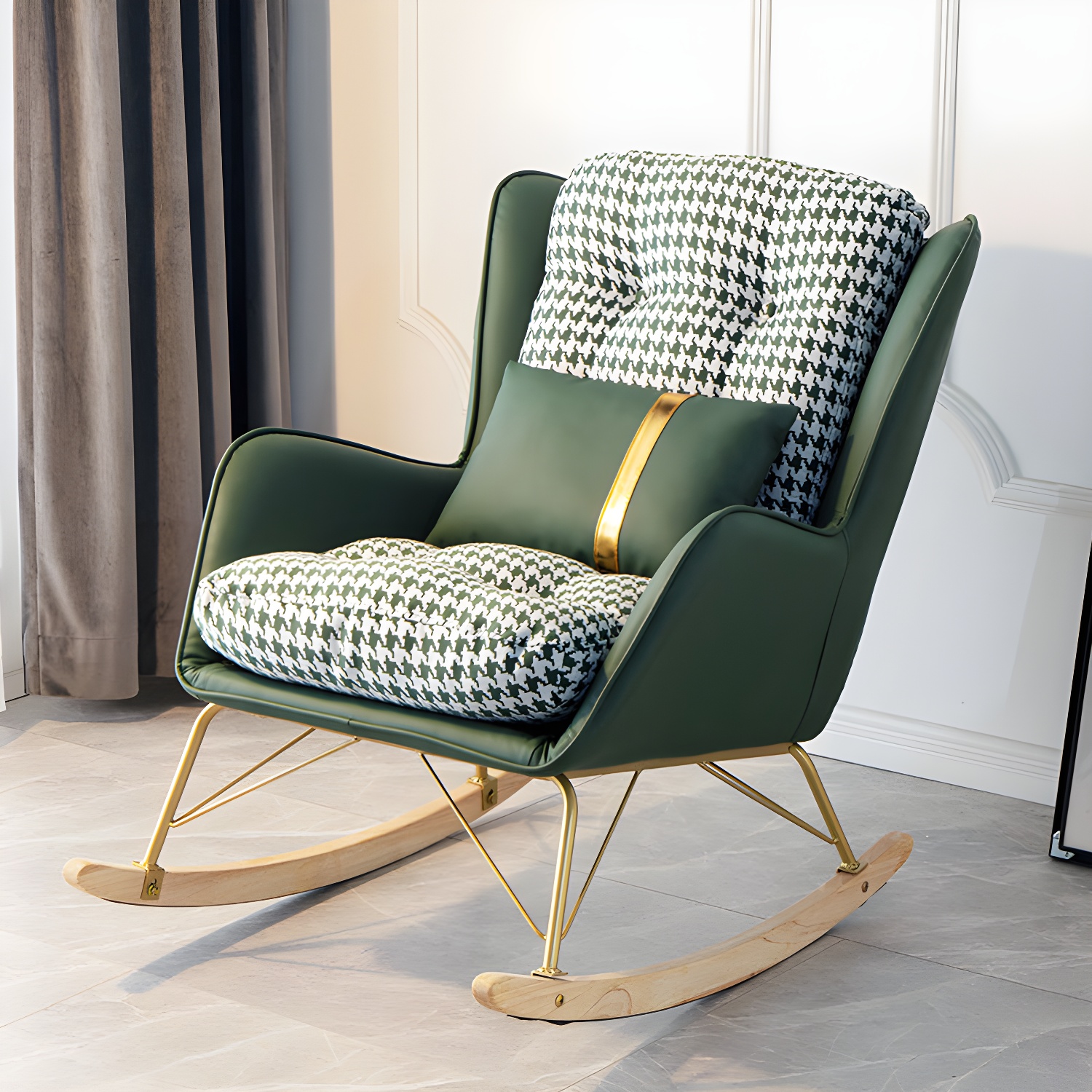 Modern Upholstered Rocker Chair Metal Frame Friction Resistant Rocker Chair for Home - image 16