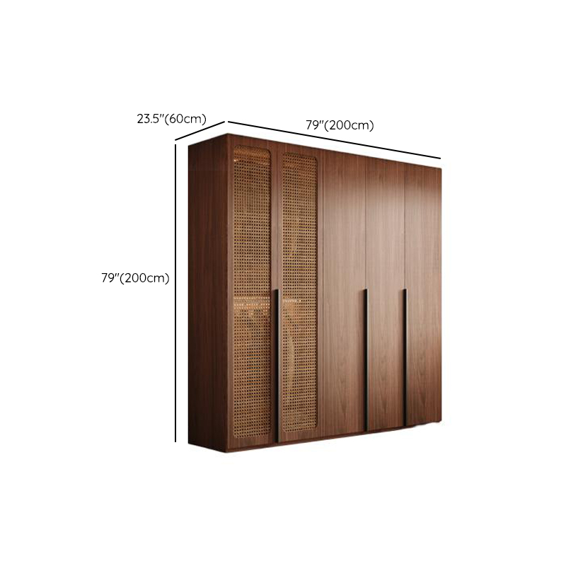 Cocoa Minimalist Pine Wood Wardrobe Closet with Soft Close Drawer, Soft Close Door, Interior Shelves, and Clothing Rod - image 11
