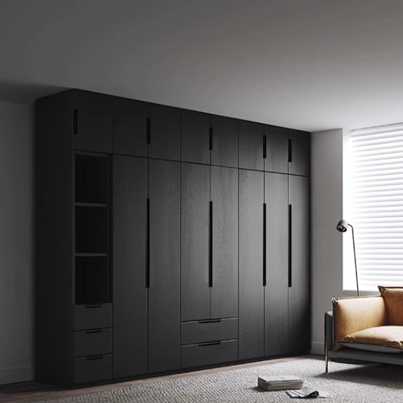Midnight Black Simplistic Timber Wardrobe Closet with Soft Close Door, Interior Shelves, and Hanging Rod - image 4