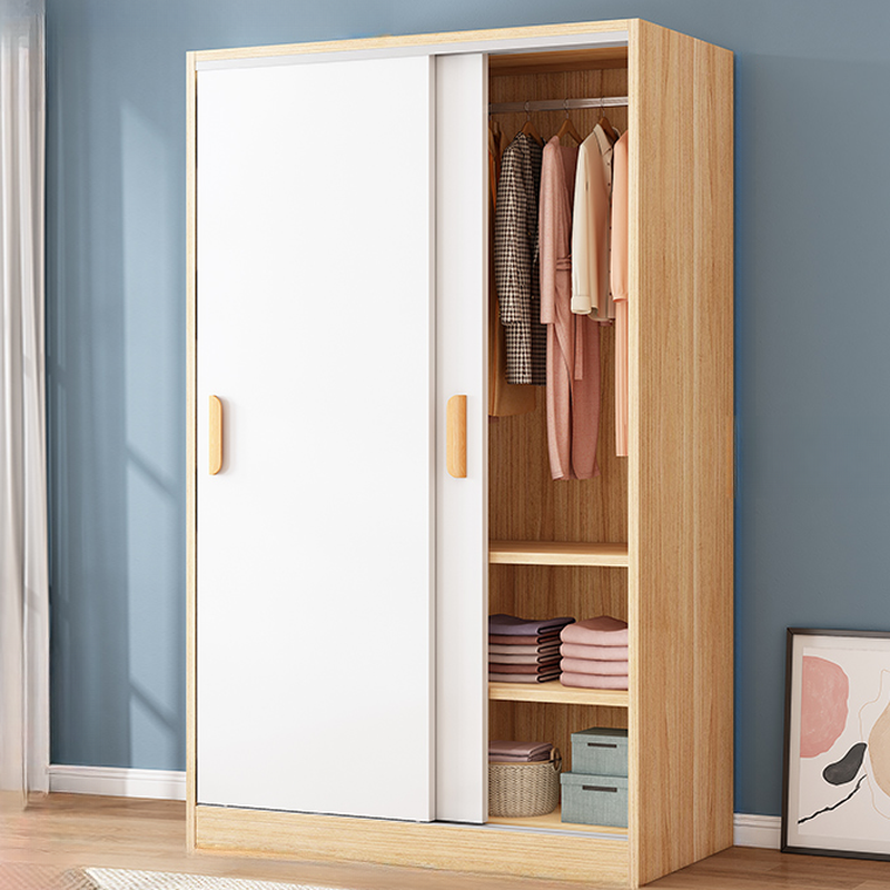 Minimalist Manufactured Wood Cabinet Armoire with Soft Close Door, Interior Shelves, and Clothing Rod