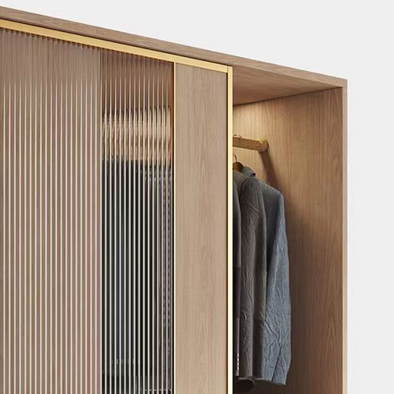 Natural Finish Art Deco Timber Wardrobe Armoire with Soft Close Drawer, Soft Close Door, Interior Shelves, and Clothing Rod - image 4