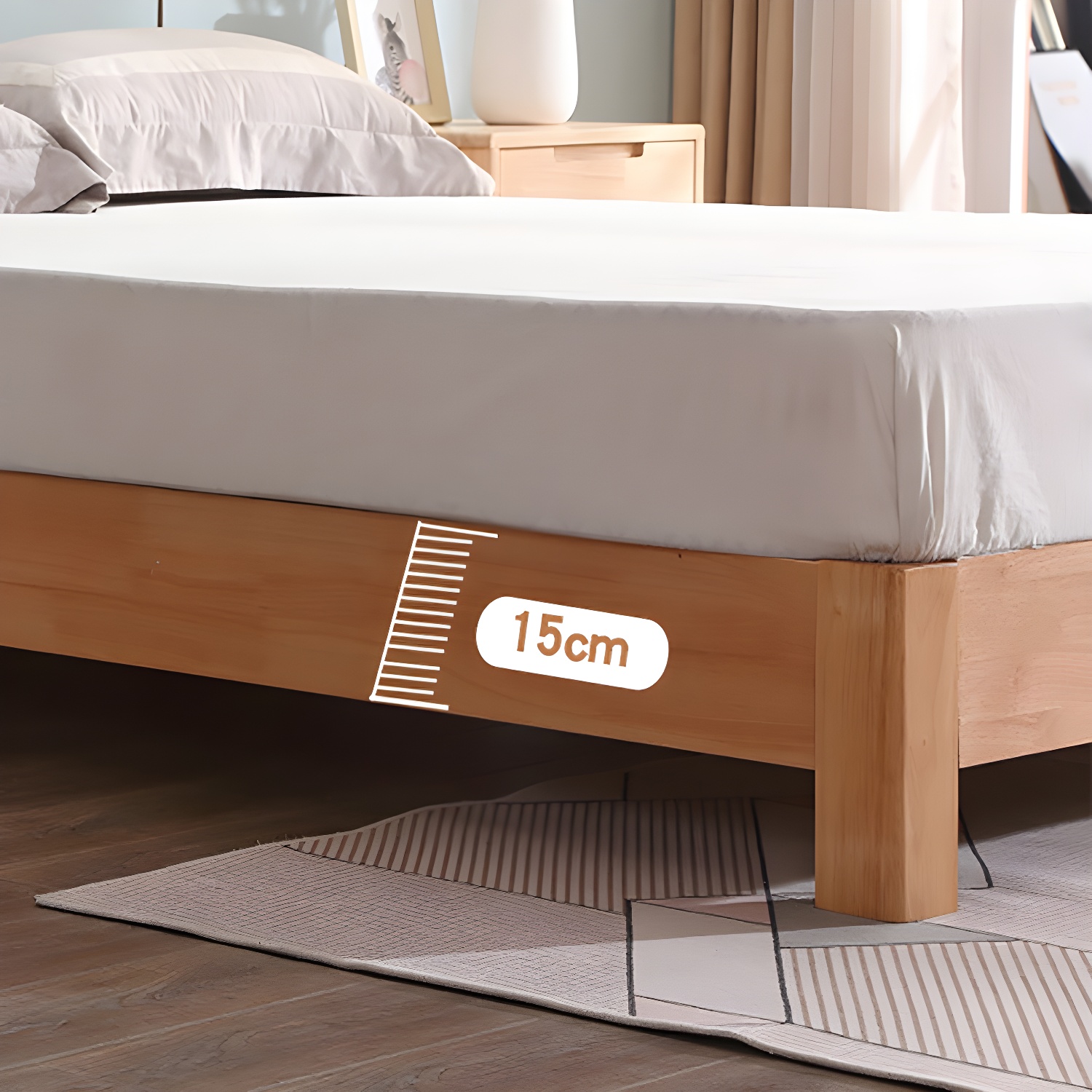 Solid Wood Standard Bed Contemporary Rubberwood Platform Bed with Legs - image 12