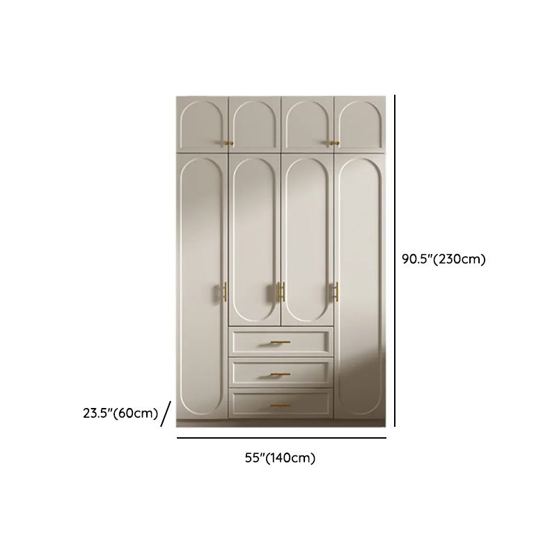 Chalk Simple Lumber Wardrobe Closet with Soft Close Drawer, Soft Close Door, Interior Shelves, and Clothing Rod - image 18