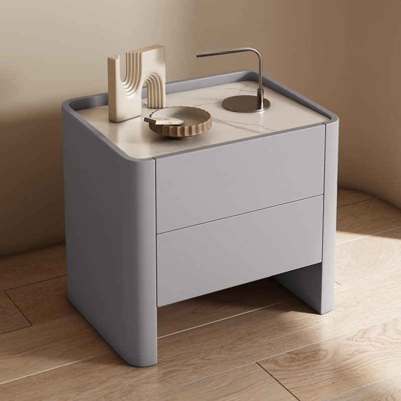Stylish Drawer Storage Nightstand with 2 Drawers, Stone Countertop, and Leg - image 7