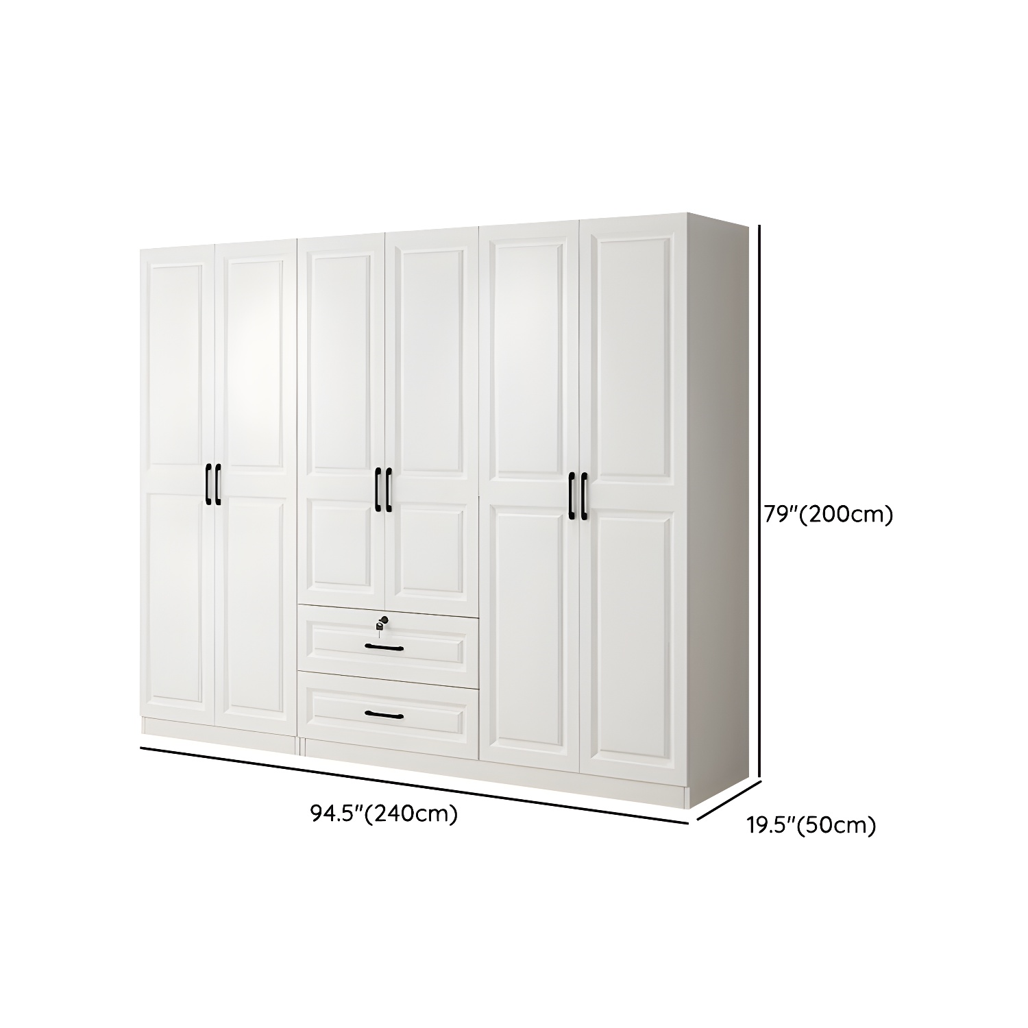 Wood White Modern Wardrobe Armoire with Drawers, Shelves, and Clothing Rod - image 19
