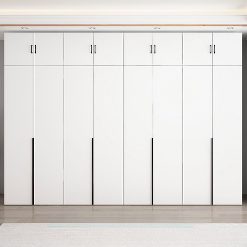 White Modish Composite Wood Wardrobe Armoire with Soft Close Door, Interior Shelves, and Hanging Rod