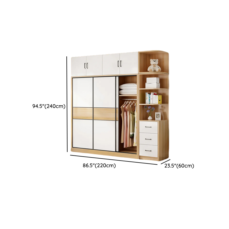 Chalk Minimalist Laminate Cabinet Armoire with 3-Drawer/4-Drawer, Interior Shelves, and Clothing Rod - image 18