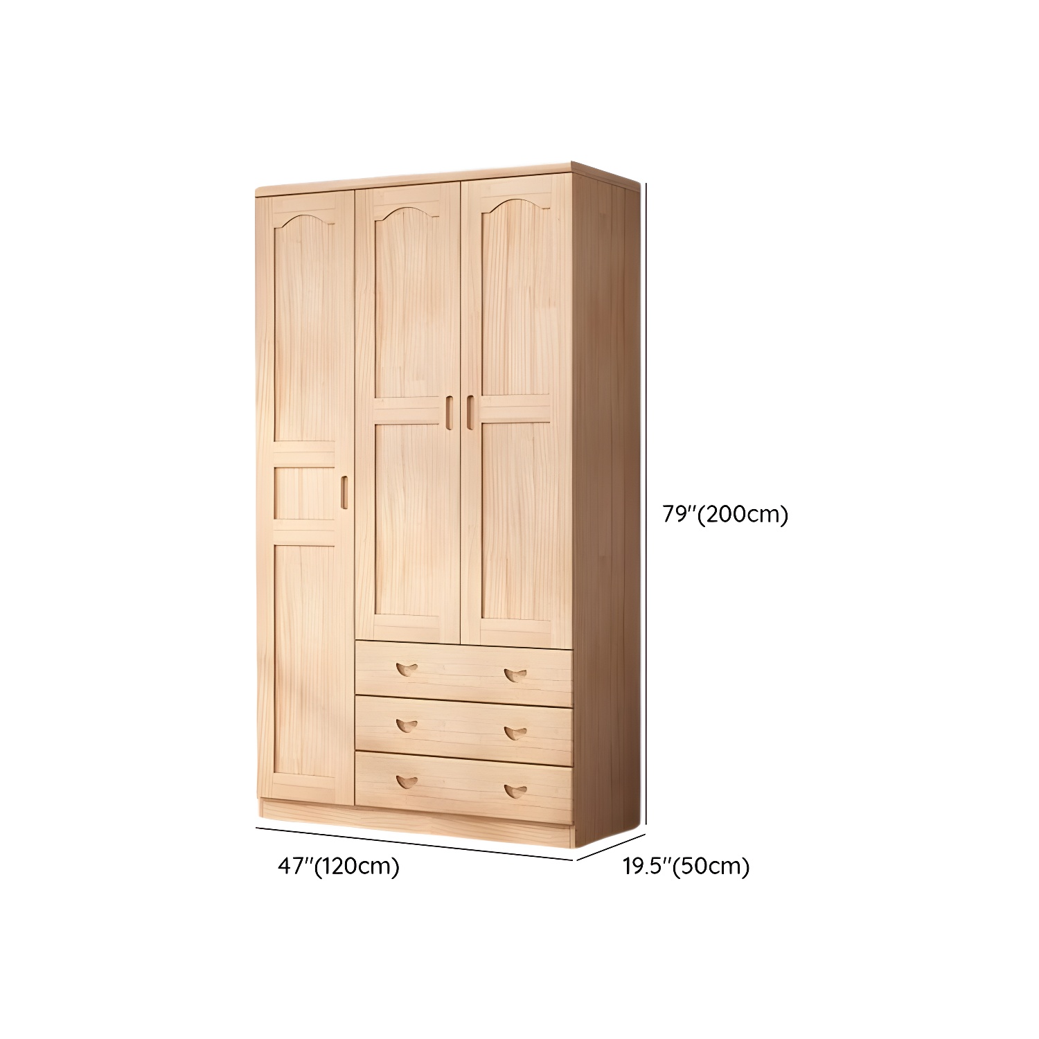 Scandinavian Natural Wood Wardrobe Armoire - 50cm Width - Drawers Included - image 11